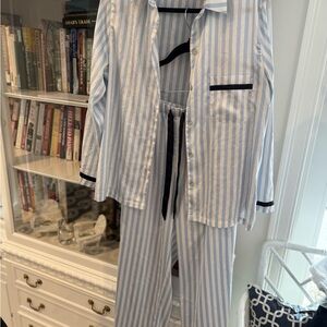 Victoria's Secret Blue and White Striped Pajama Set